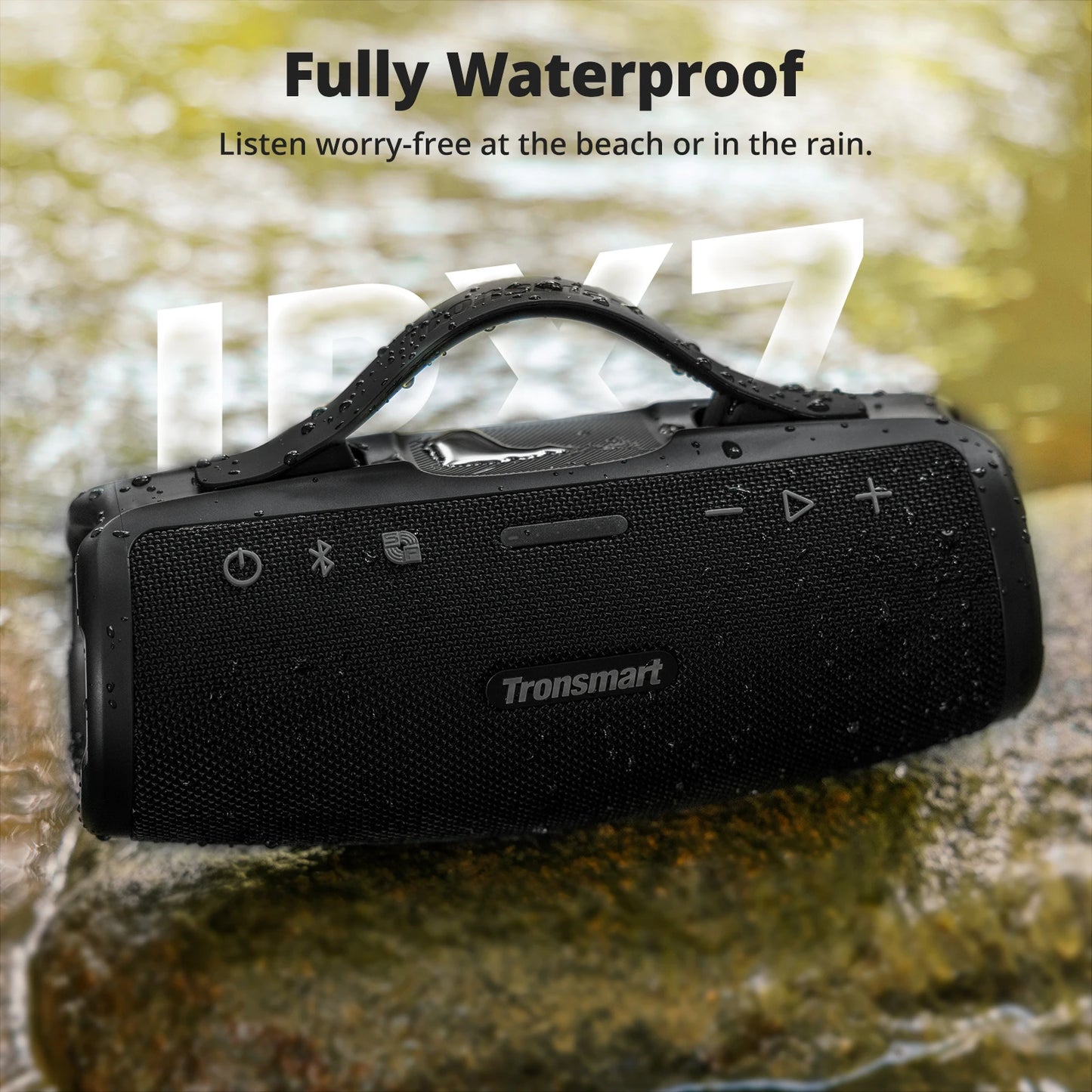 Tronsmart Mirtune S100 Speaker 50W Bluetooth Speaker with IPX7 Waterproof, APP Control, Built-in Powerbank & Retractable Handle