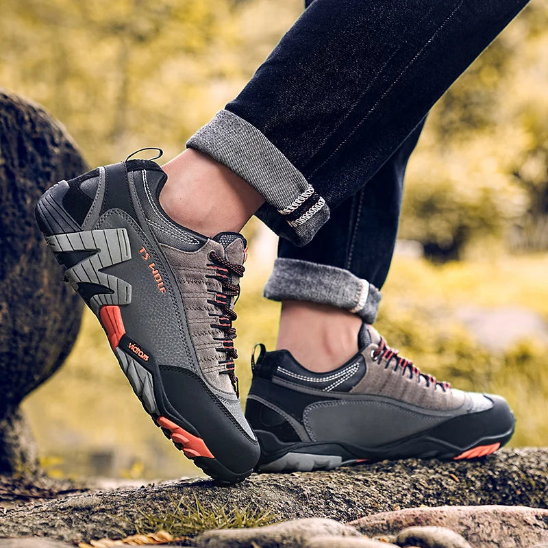 Outdoor Lover Trekking Shoes Men Waterproof Hiking Shoes Mountain Boots Genuine Leather Woodland Hunting Tactical Shoes