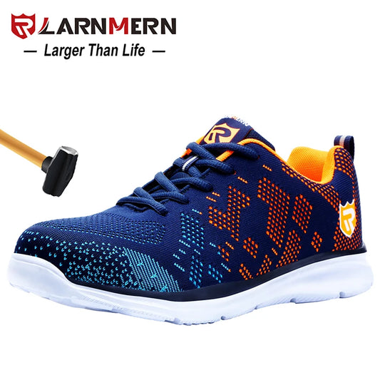 LARNMERN Safety Shoes for Men Puncture Proof Steel Toe Work Shoes Anti-slip Construction Sneakers