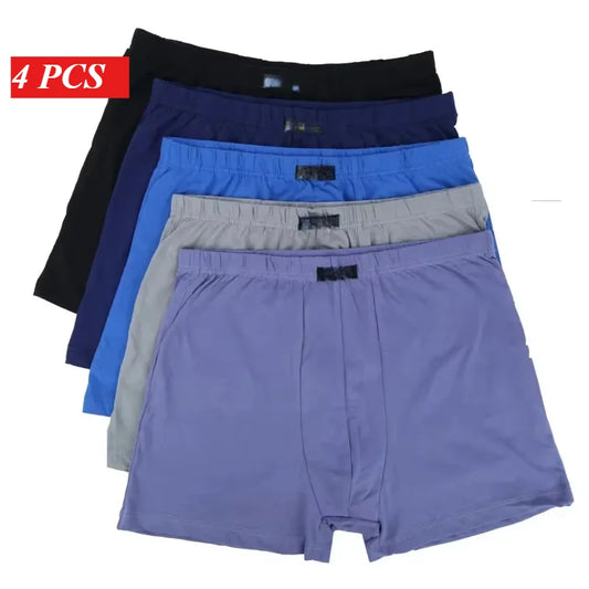 100% cotton 4Pcs Men's Boxer Pantie Lot Underpant Loose Large Short Cotton Plus Size Underwear For Men Boxer briefs 8XL 9XL 10XL