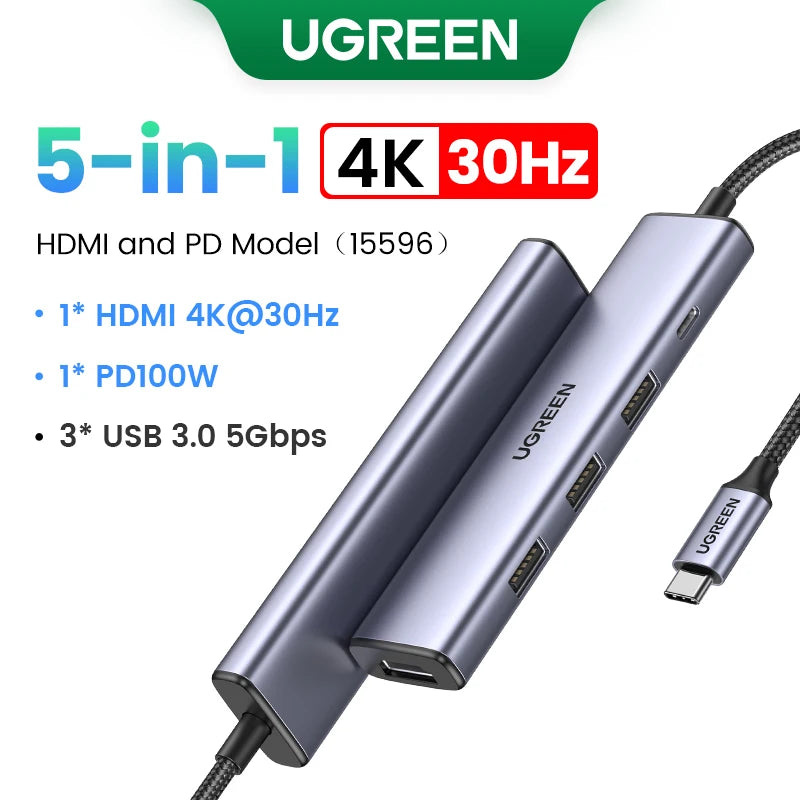 UGREEN Dual HDMI USB-C HUB 8K 4K HDMI Adapter 10 in 1 Splitter with RJ45 USB3.0 PD 100W Dock for MacBook Pro Air Laptop USB HUB