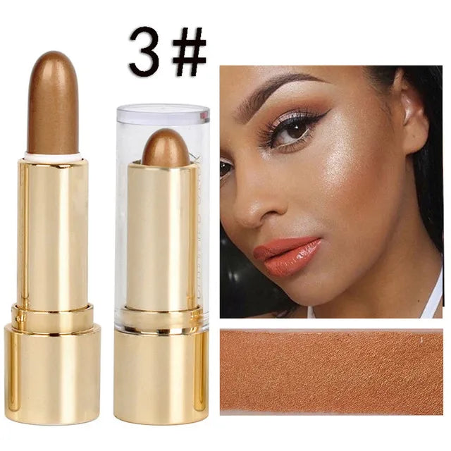 3 Colors 3D Face Brighten Highlighter Bar Cosmetic Face Contour Bronzer Shimmer Highlighter Stick Concealer Cream Makeup tool