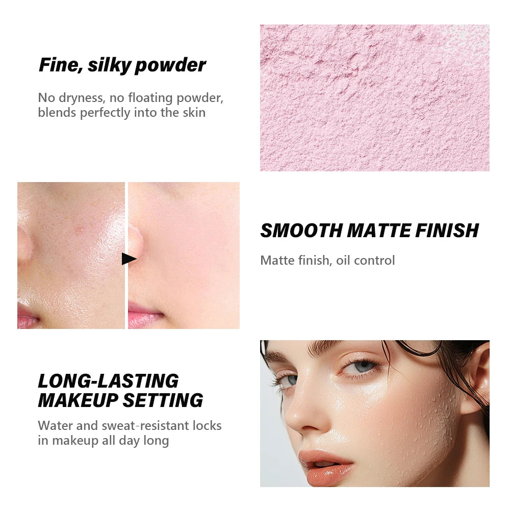 Loose Baking and Setting Powder Easy Bake Matte Finish Oil Control Blurring Effect Long Lasting Waterproof HU&DA Cosmetics