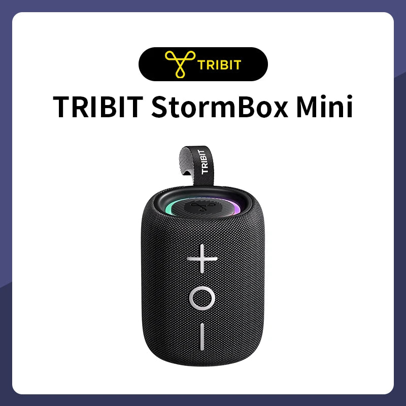 TRIBIT StormBox Mini Bluetooth Speaker, 12W 360° Sound With XBass, LEDs, 12 Hours playtimes, IPX7 Waterproof, For Hiking/Outdoor