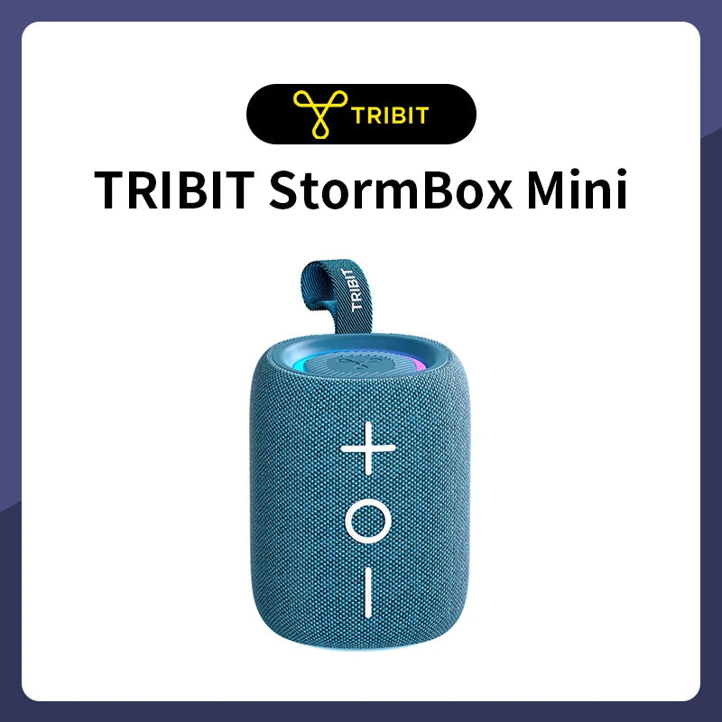 TRIBIT StormBox Mini Bluetooth Speaker, 12W 360° Sound With XBass, LEDs, 12 Hours playtimes, IPX7 Waterproof, For Hiking/Outdoor