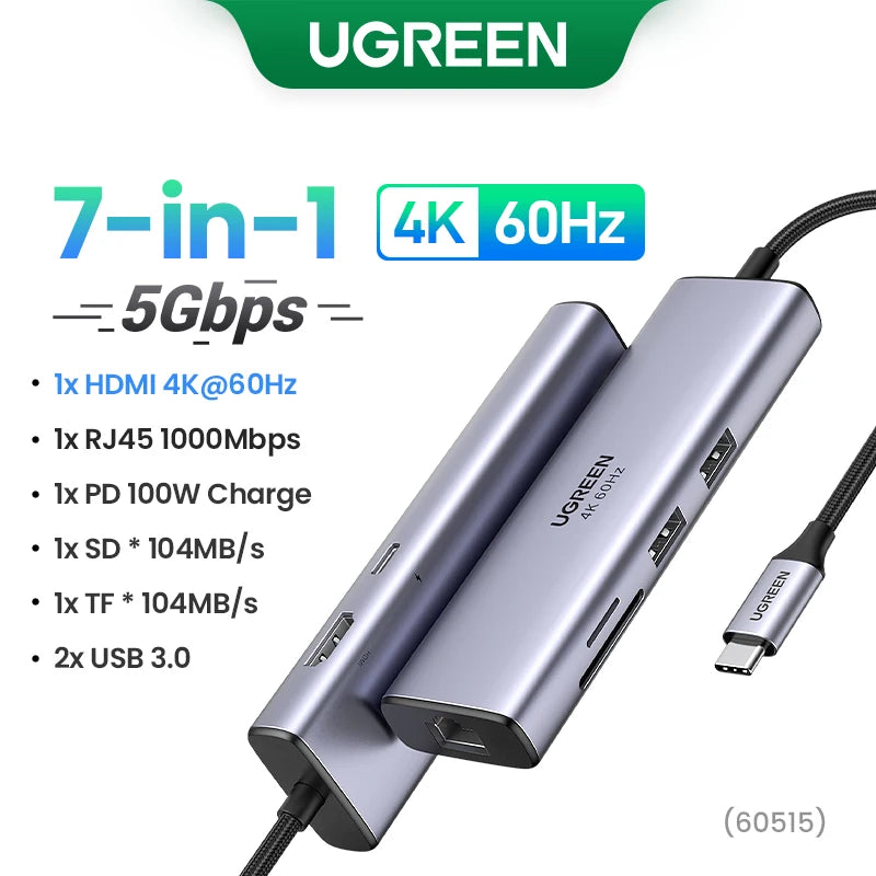 UGREEN Dual HDMI USB-C HUB 8K 4K HDMI Adapter 10 in 1 Splitter with RJ45 USB3.0 PD 100W Dock for MacBook Pro Air Laptop USB HUB